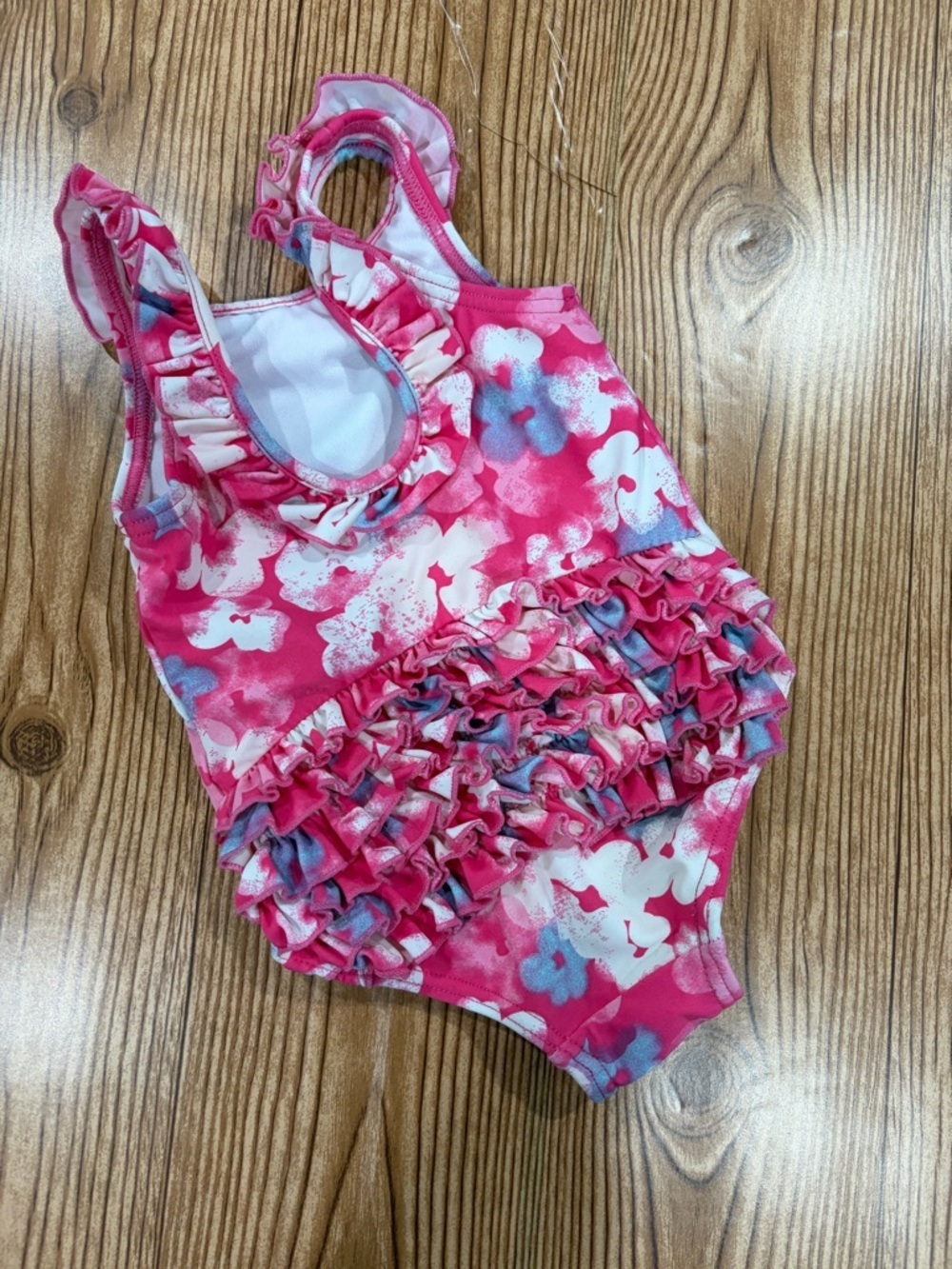 7/$20 Joe Fresh Girls Pink Floral One-Piece Swimsuit with Ruffles 6-12 Months - Picture 2 of 6